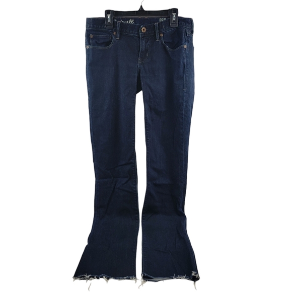 Madewell Denim - Madewell rail straight dark denim raw hem jeans Size 27 X 34